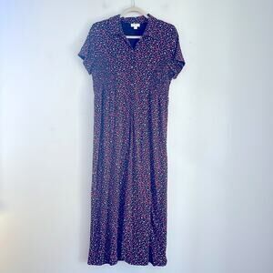 J. Jill Pima cotton modal blend ditsy floral button up short sleeve maxi dress S